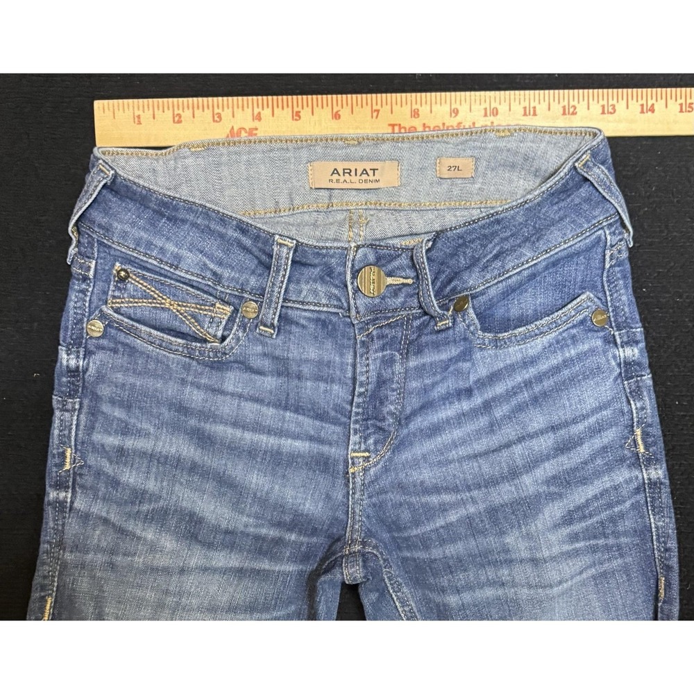 Ariat REAL Jeans Womens 27L Blue Medium Wash Perfect Rise Slim Bootcut Denim - Picture 6 of 12